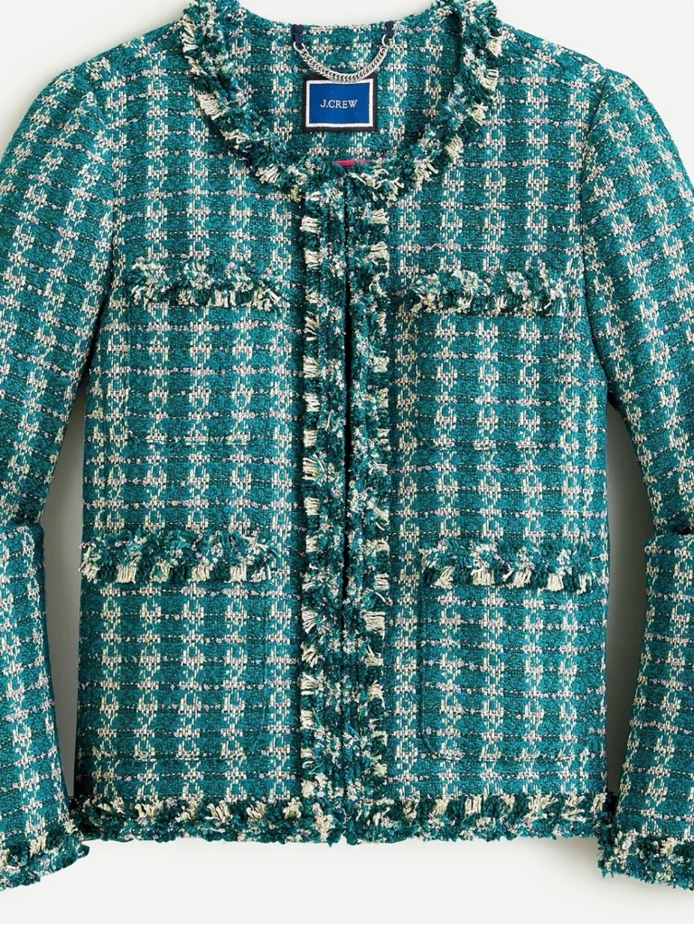 J. Crew Green Tweed Fringe Jacket - Picture 4 of 4